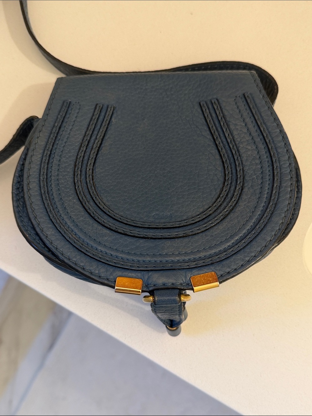 Chloe Marcie Small Saddle Bag Blue